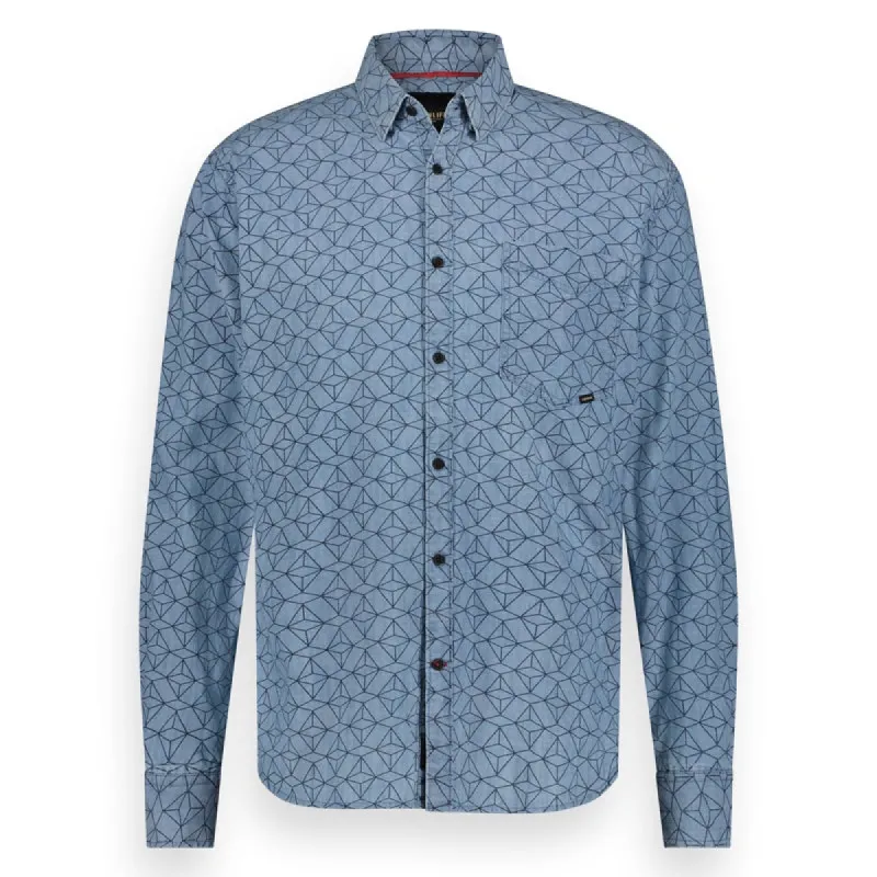Men shirt chambray allover print | Medium Stone sold by Twinlife