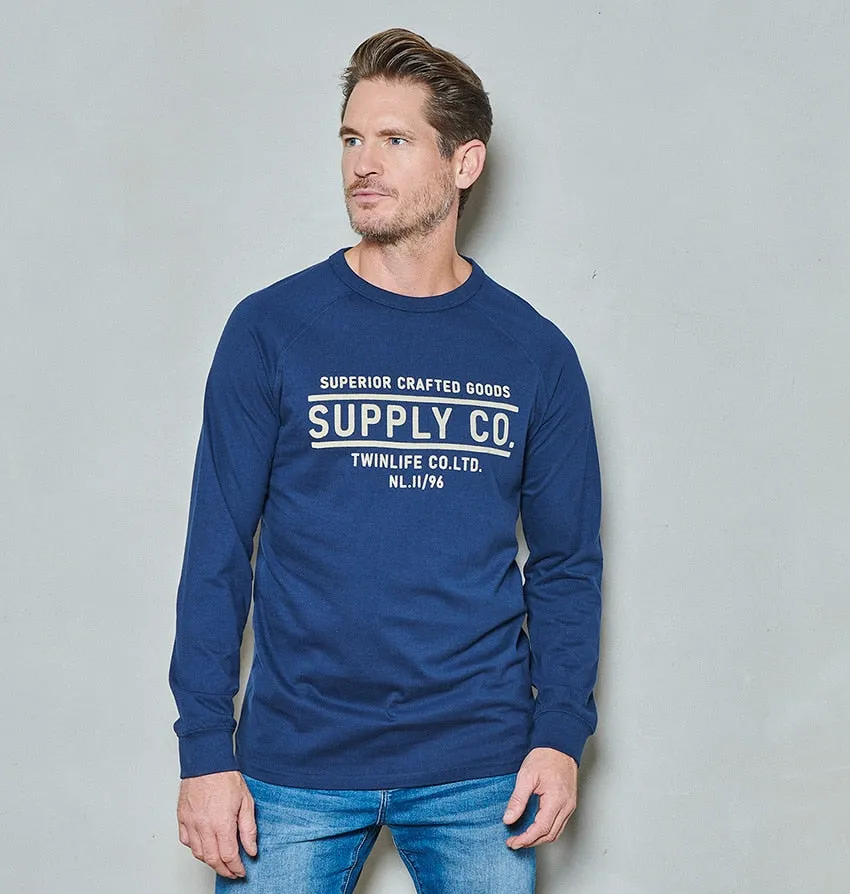 Men t-shirt long sleeve logo | Dark Denim sold by Twinlife product image thumbnail 2