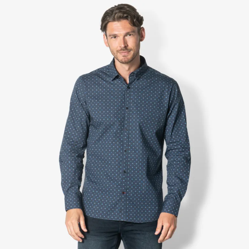 Men Shirt Small Art, Woven | Navy Peony sold by Twinlife