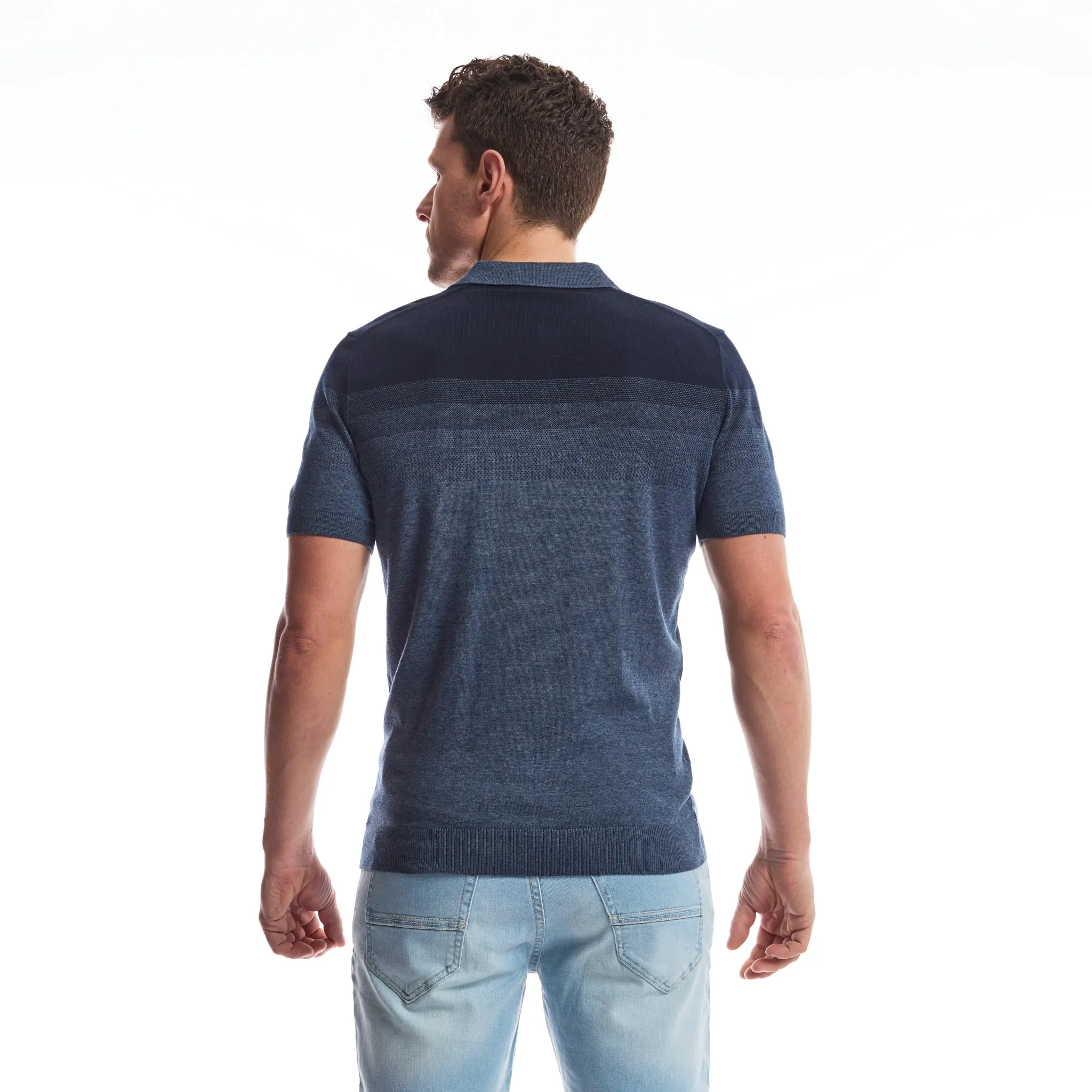 Men Knit Polo Gradient | Dark Denim sold by Twinlife product image thumbnail 2