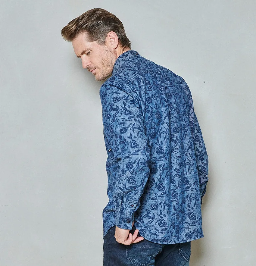 Men shirt chambray floral | Pure Blue sold by Twinlife product image thumbnail 3
