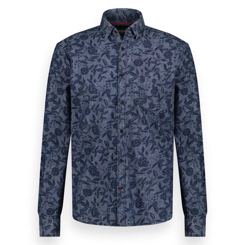 Men shirt chambray floral | Pure Blue sold by Twinlife