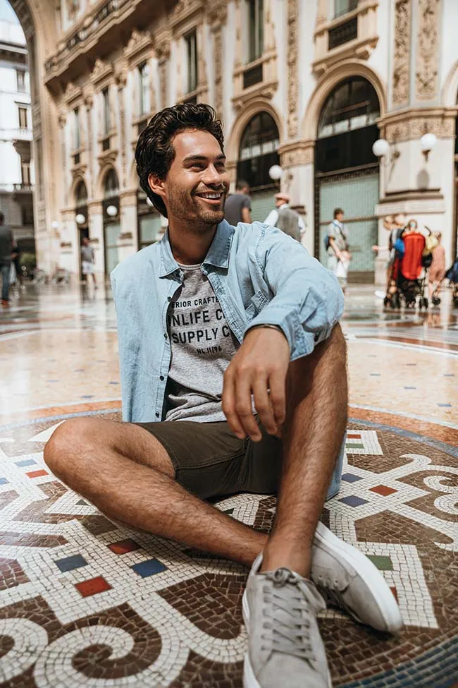 Men Shirt Chambray | Medium Stone sold by Twinlife product image thumbnail 3