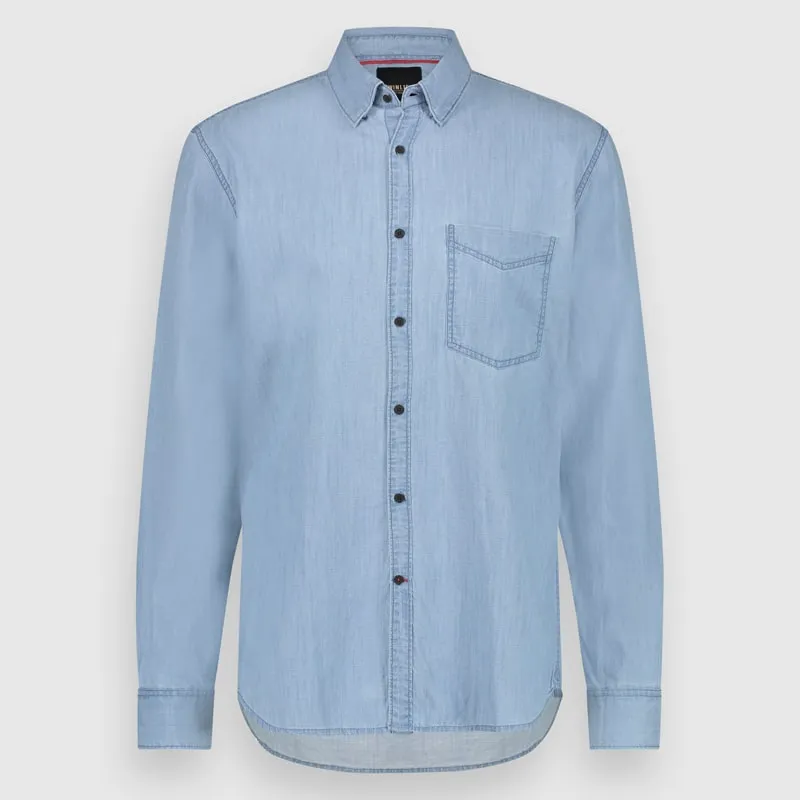 Men Shirt Chambray | Medium Stone sold by Twinlife