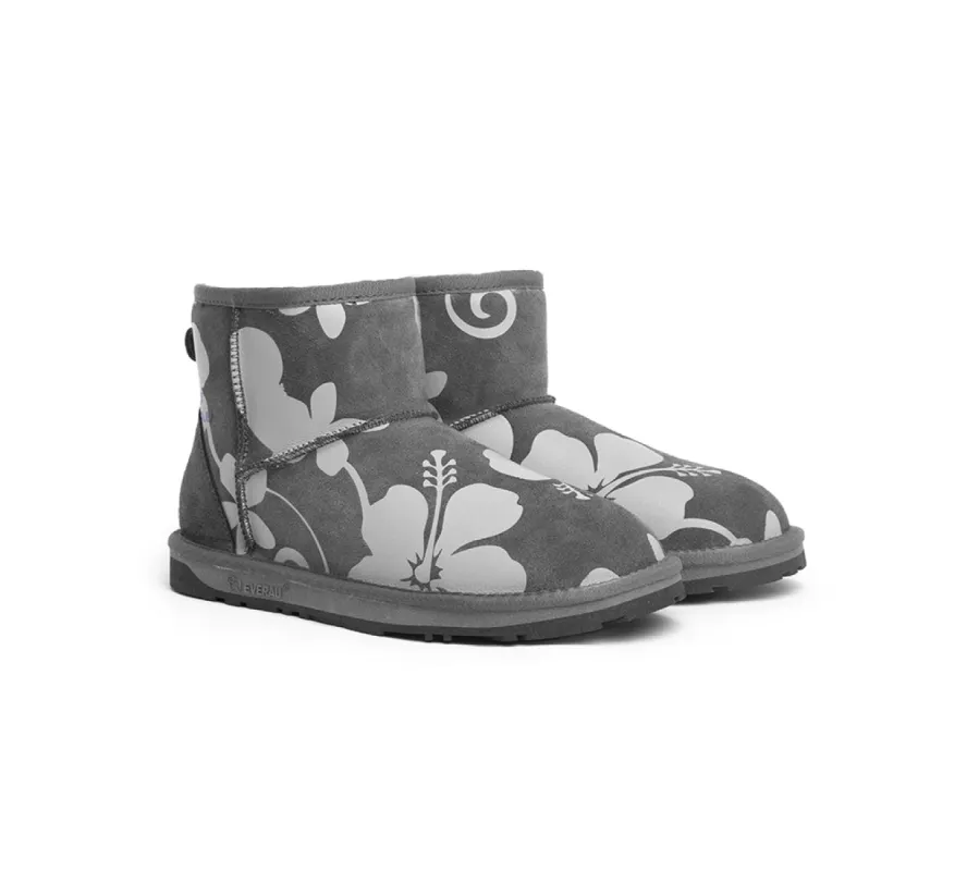 EVERAU® UGG Boots Sheepskin Wool Grey Floral Print Mini Classic Suede EU41 sold by UGG Express