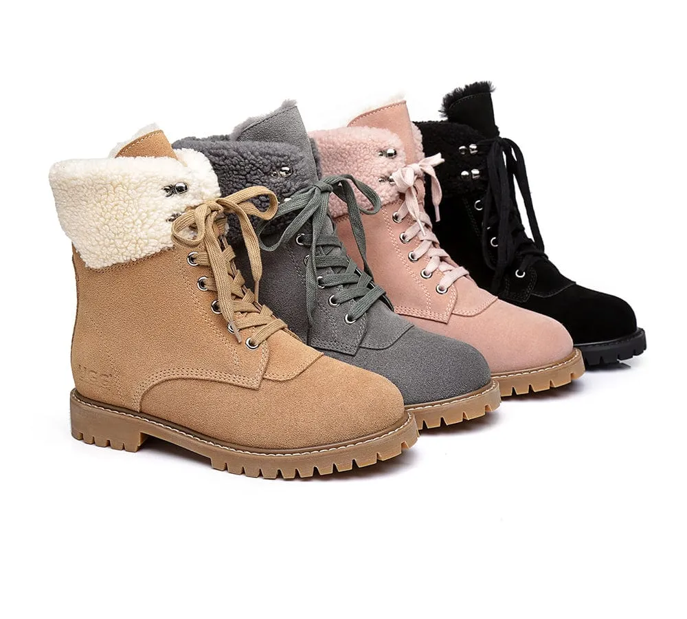 AUSTRALIAN SHEPHERD® UGG Boots Women Sheepskin Wool Lace Up Chunky Mina sold by UGG Express