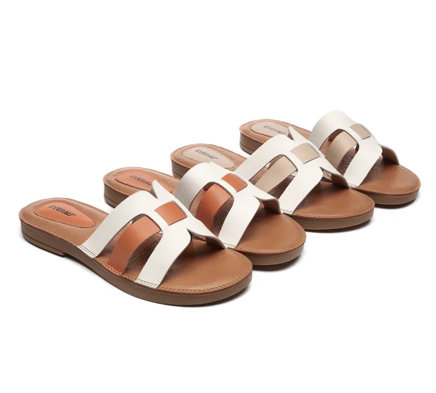 EVERAU® Women Leather Woven Ultra Soft Flat Slides sold by UGG Express