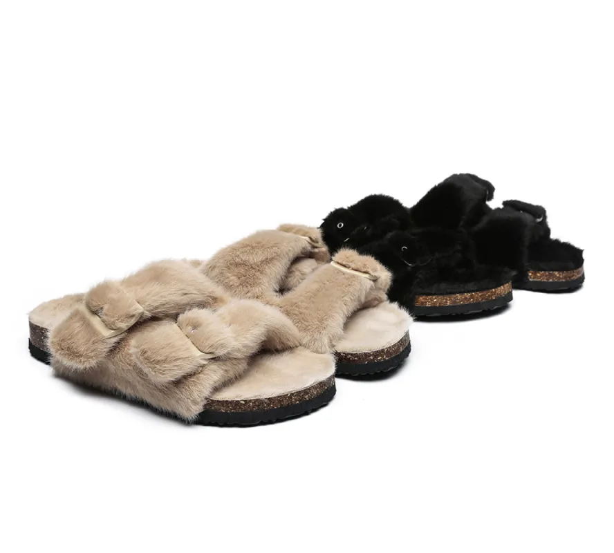 AUSTRALIAN SHEPHERD® UGG Women Adjustable Buckle Fluffy Sandal Slides Myla sold by UGG Express
