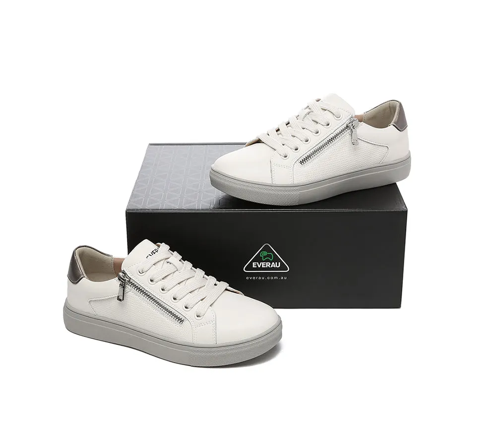 EVERAU® Women Leather Zip Decor Low-top White Sneakers Chloe sold by UGG Express product image thumbnail 3