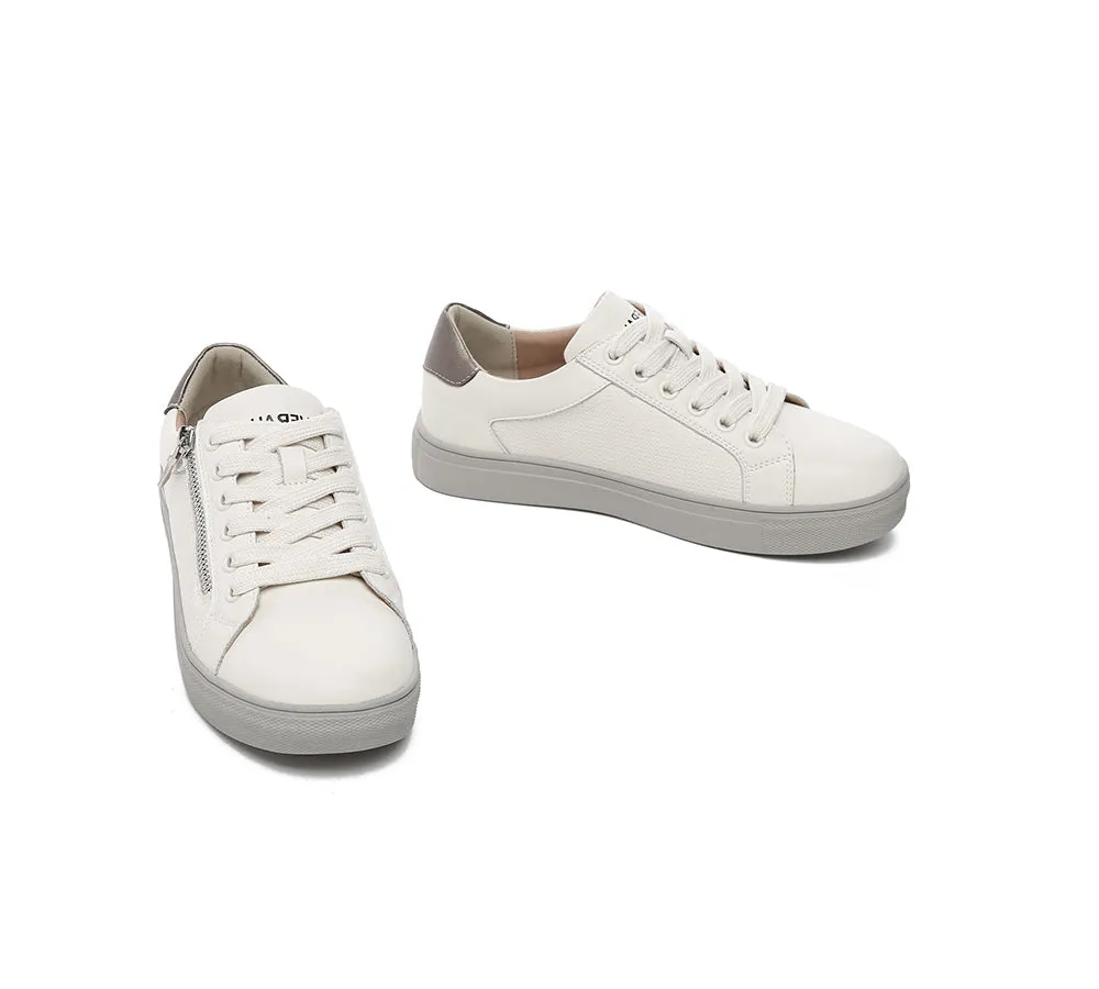 EVERAU® Women Leather Zip Decor Low-top White Sneakers Chloe sold by UGG Express product image thumbnail 5
