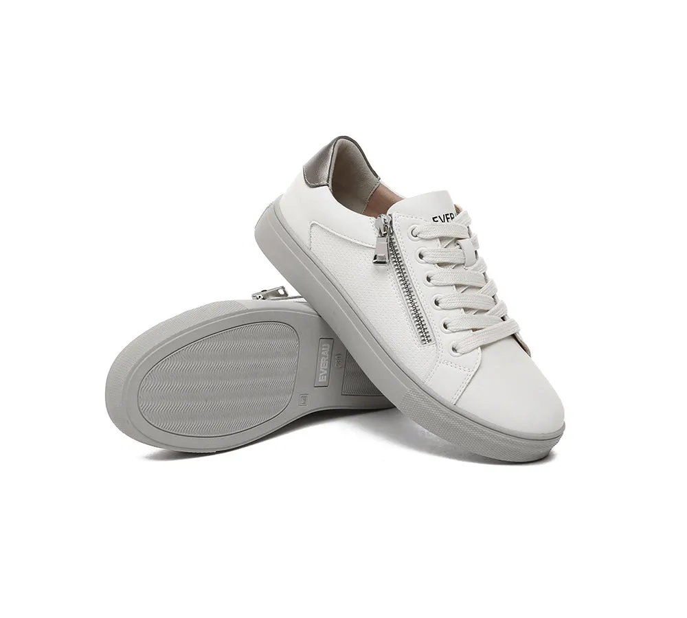 EVERAU® Women Leather Zip Decor Low-top White Sneakers Chloe sold by UGG Express product image thumbnail 2