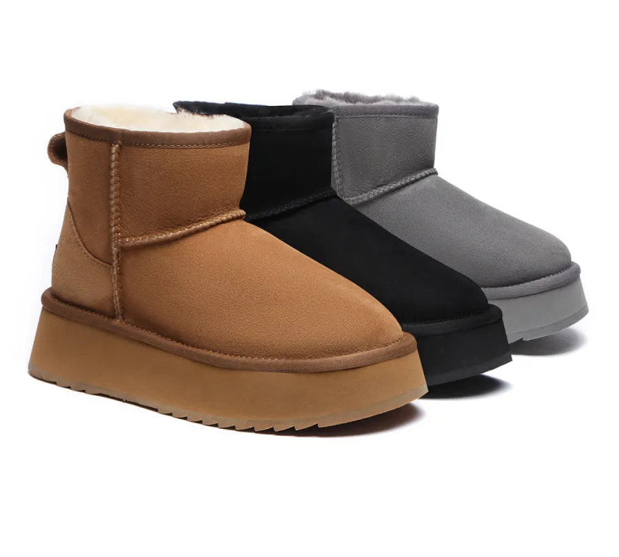 AUSTRALIAN SHEPHERD® UGG Boots Sheepskin Wool Platform Thick Bottom Mini Classic sold by UGG Express