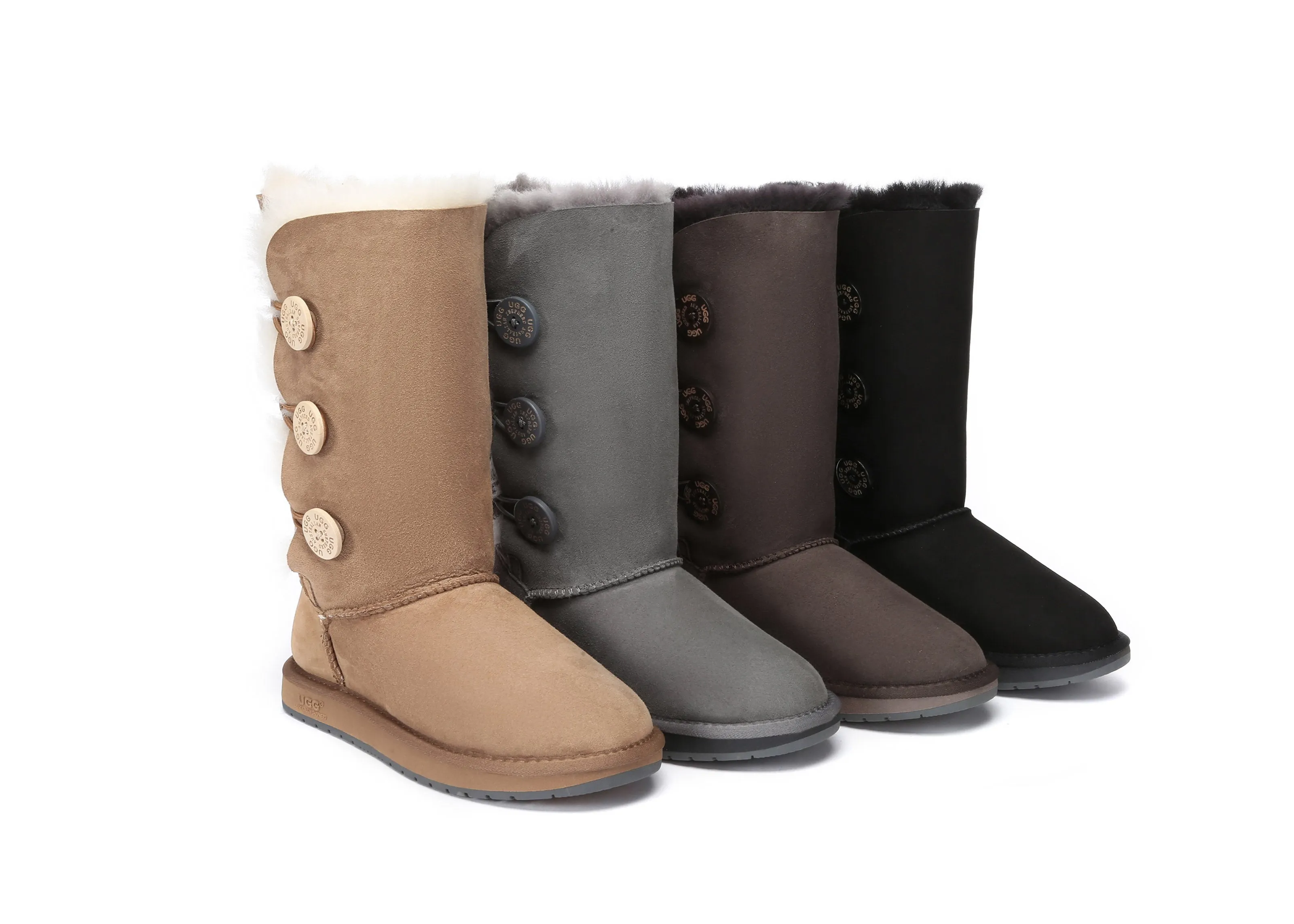 AUSTRALIAN SHEPHERD® UGG Boots Double Face Sheepskin Wool Tall Triple Button sold by UGG Express
