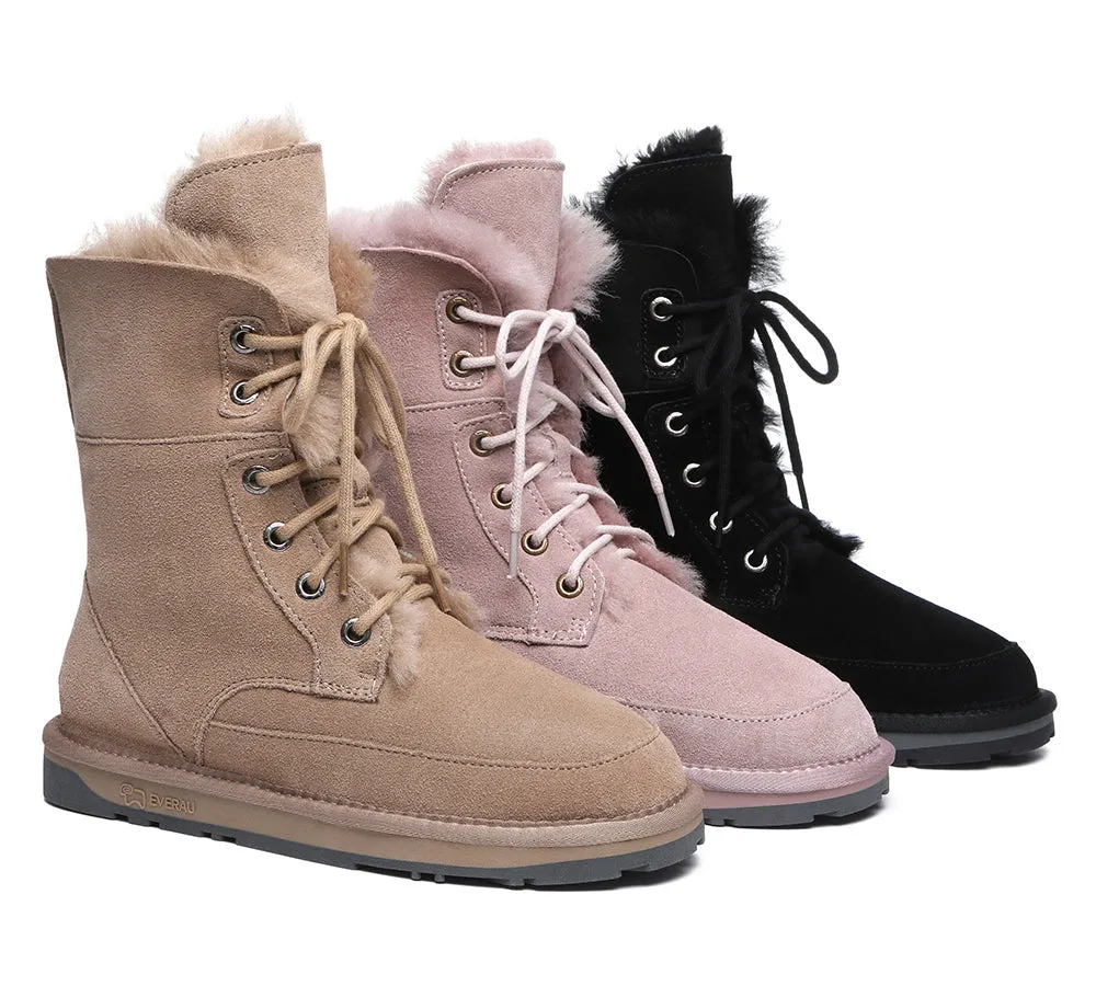 EVERAU® 2-Way Style UGG Boots Women Sheepskin Wool Lace Up Ankle Pathfinder sold by UGG Express