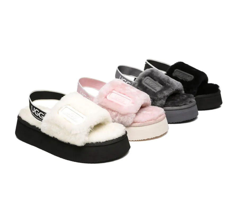 AUSTRALIAN SHEPHERD® UGG Women Slingback Platform Fluffy Slides Poppin sold by UGG Express