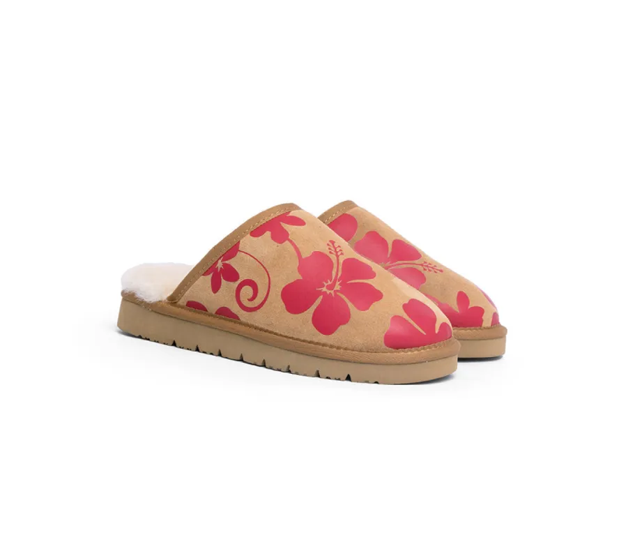 EVERAU® UGG Slippers Sheepskin Wool Red Floral Print Suede Cruz EU40 sold by UGG Express