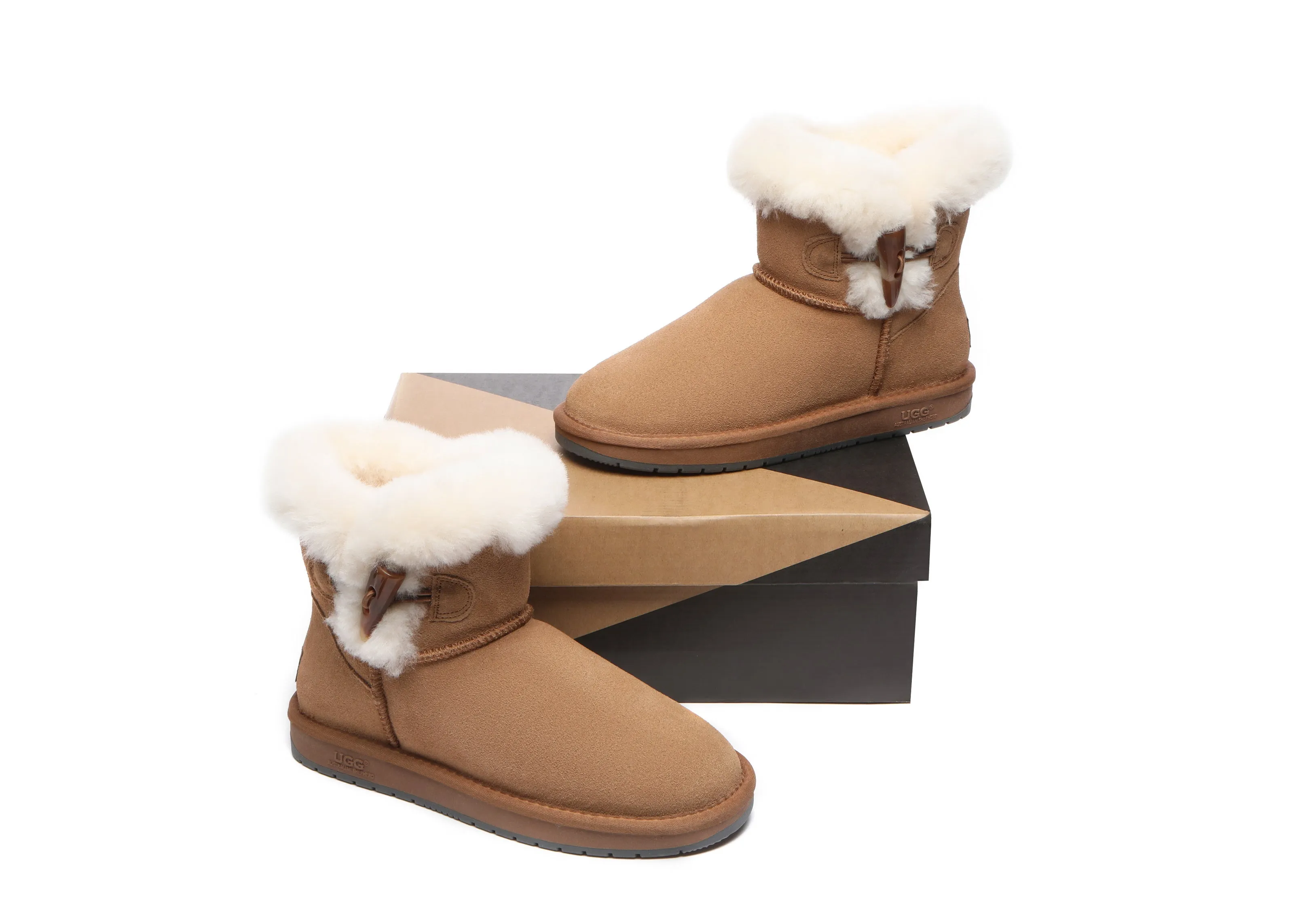 AUSTRALIAN SHEPHERD® UGG Boots Women Sheepskin Wool Horn Toggle Closure Mini Tiara sold by UGG Express product image thumbnail 5