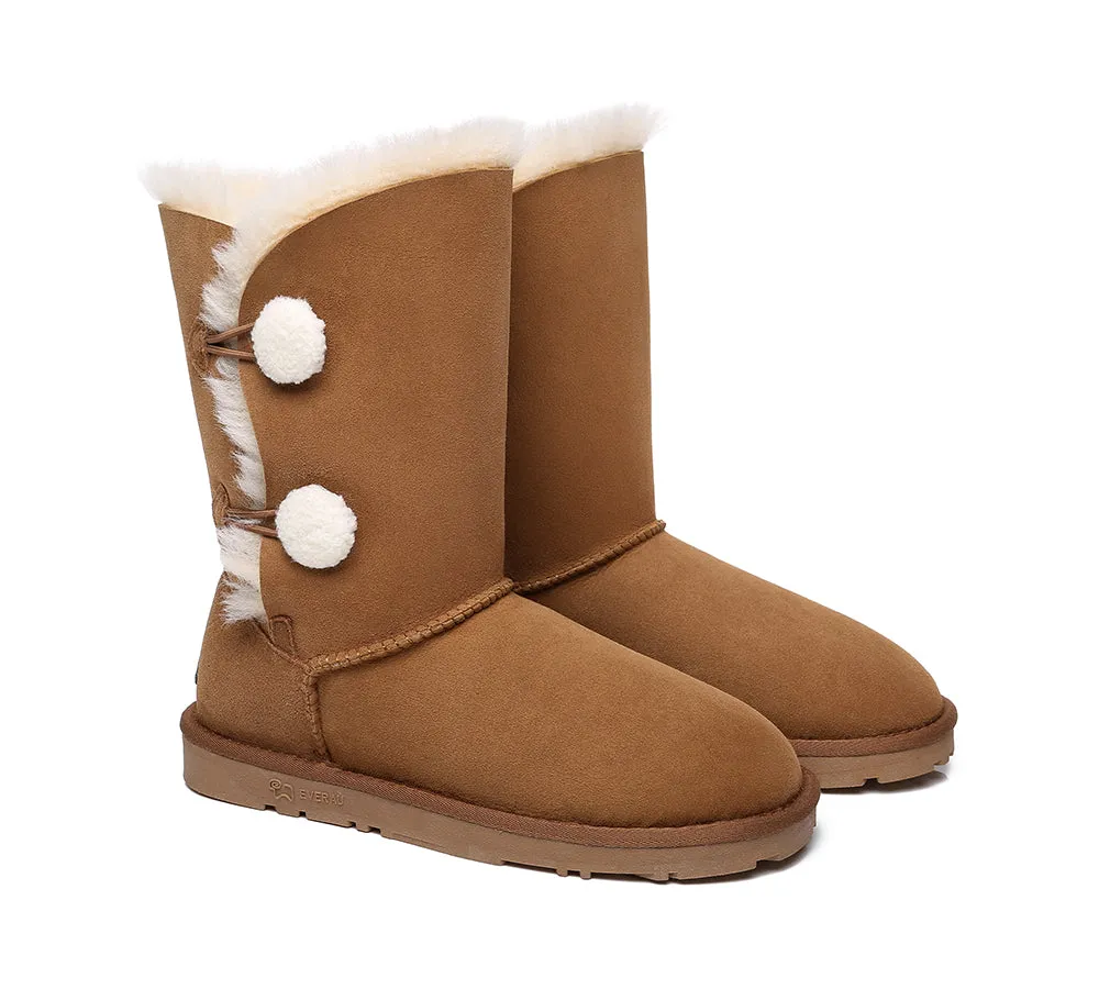 EVERAU® UGG Boots Women Sheepskin Wool Twin Button Short Espina sold by UGG Express product image thumbnail 2