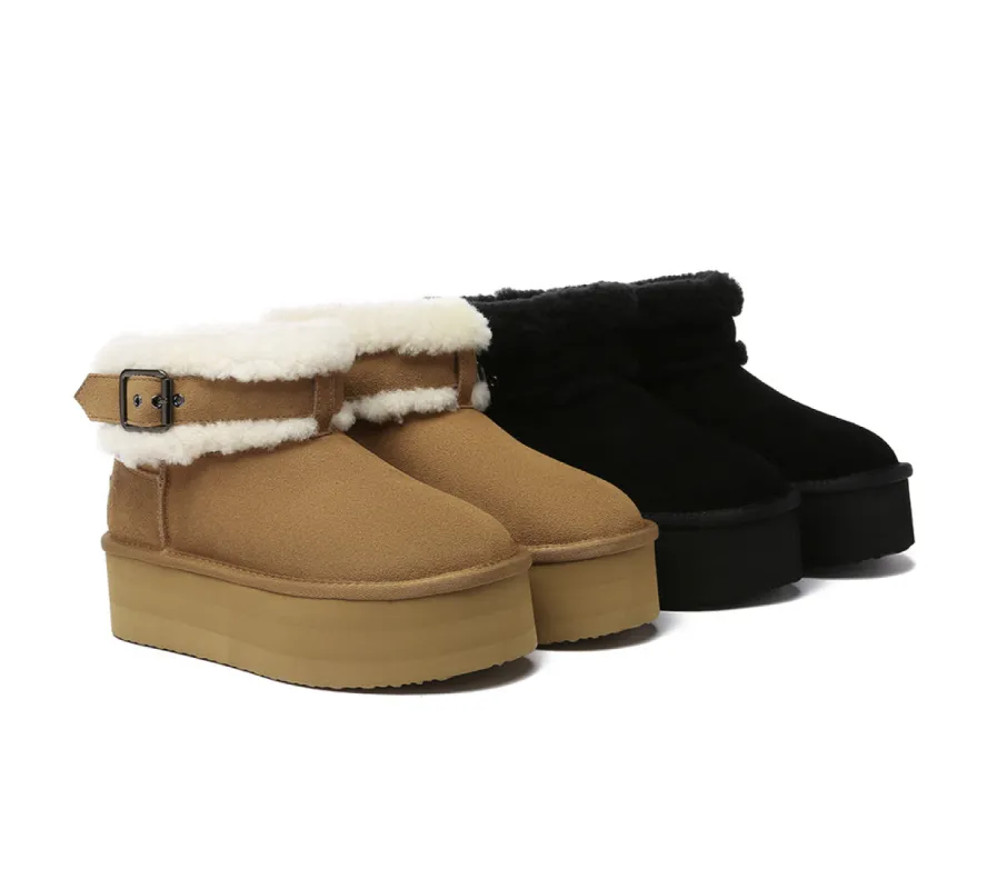 UGG EVERAU® UGG Boots Sheepskin Wool Ankle Chunky Platform