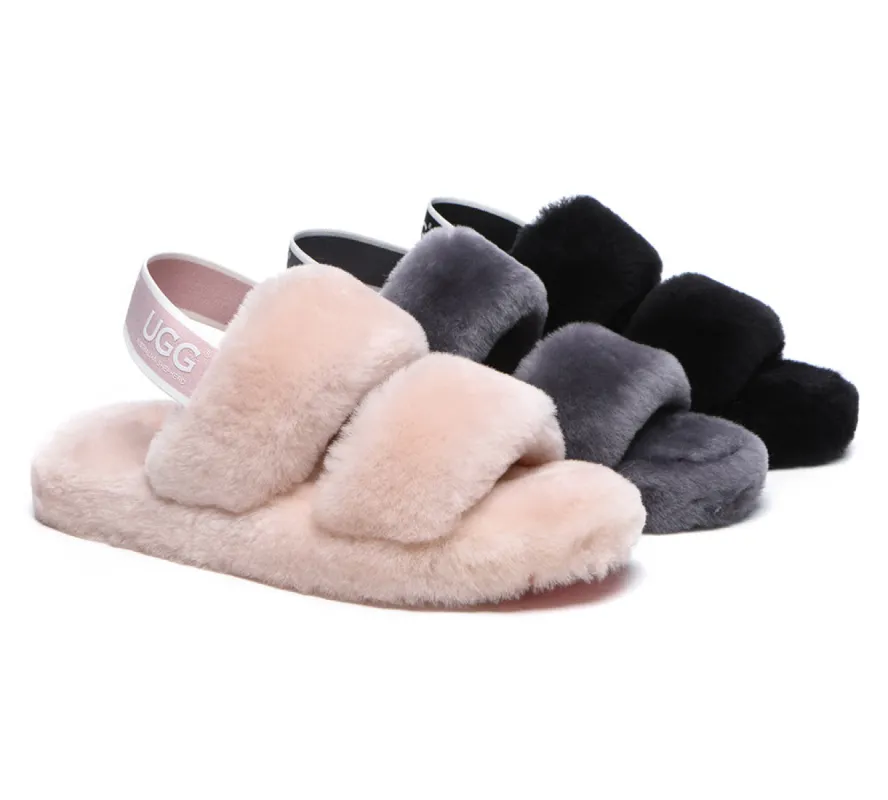 AUSTRALIAN SHEPHERD® UGG Women Double Strap Slingback Fluffy Slides Lonnie sold by UGG Express