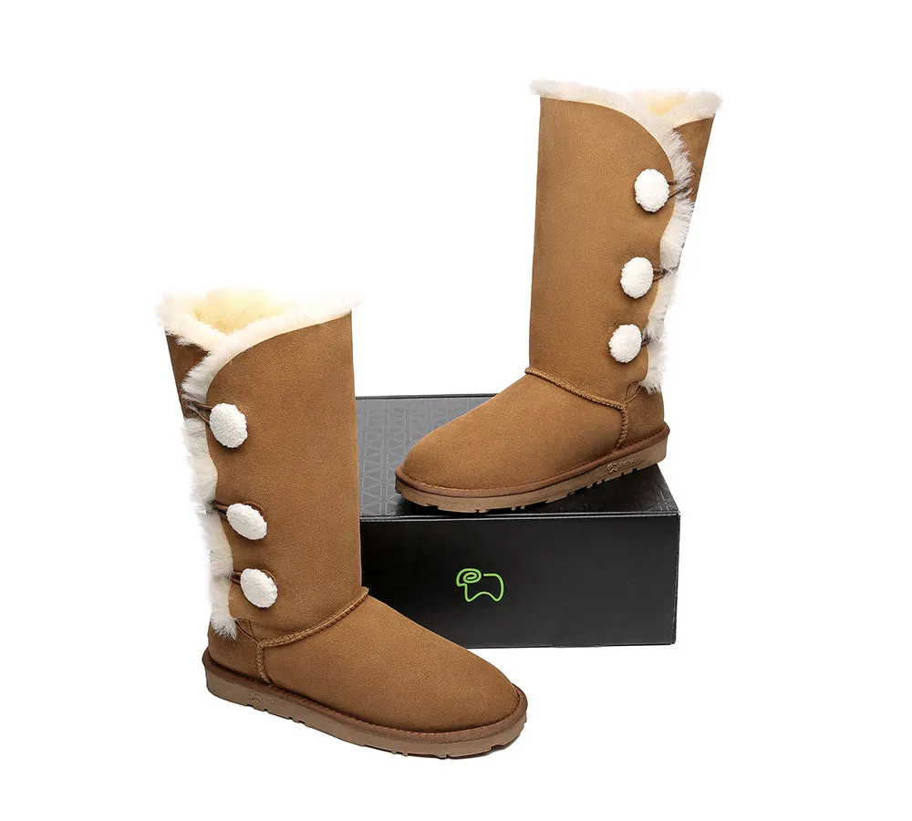 EVERAU® UGG Women Sheepskin Wool Triple button Boots Tall Espina sold by UGG Express product image thumbnail 4