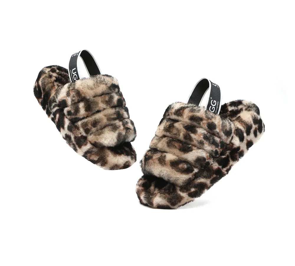 AUSTRALIAN SHEPHERD® UGG Women Slingback Leopard Print Fluffy Slides Pamela sold by UGG Express product image thumbnail 4