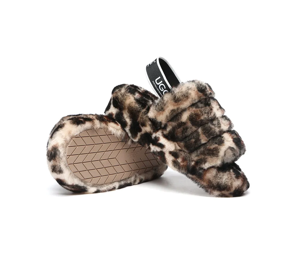 AUSTRALIAN SHEPHERD® UGG Women Slingback Leopard Print Fluffy Slides Pamela sold by UGG Express product image thumbnail 3