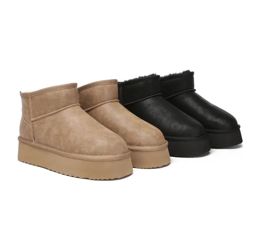 EVERAU® UGG Boots Women Sheepskin Wool Ankle Platform Romi sold by UGG Express