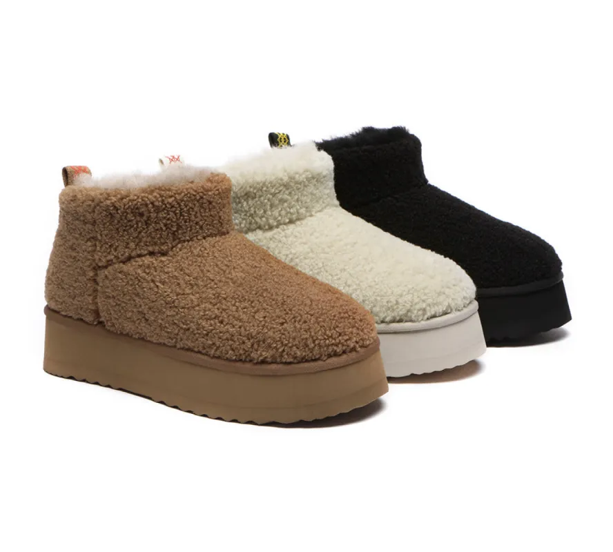 EVERAU® UGG Boots Sheepskin Wool Plush Ankle Ultra Platform Teddycozy sold by UGG Express