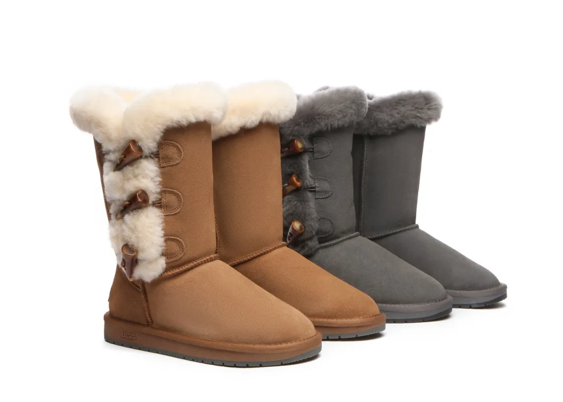 AUSTRALIAN SHEPHERD® UGG Boots Women Sheepskin Wool Horn Toggle Closure Tall Tamari sold by UGG Express