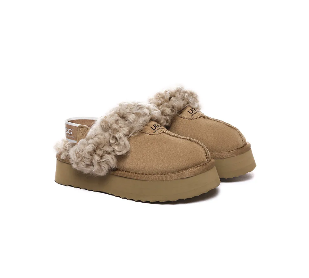 AUSTRALIAN SHEPHERD® UGG Slippers Women Removable Wool Strap Slingback Platform Waffle Curly sold by UGG Express product image thumbnail 2