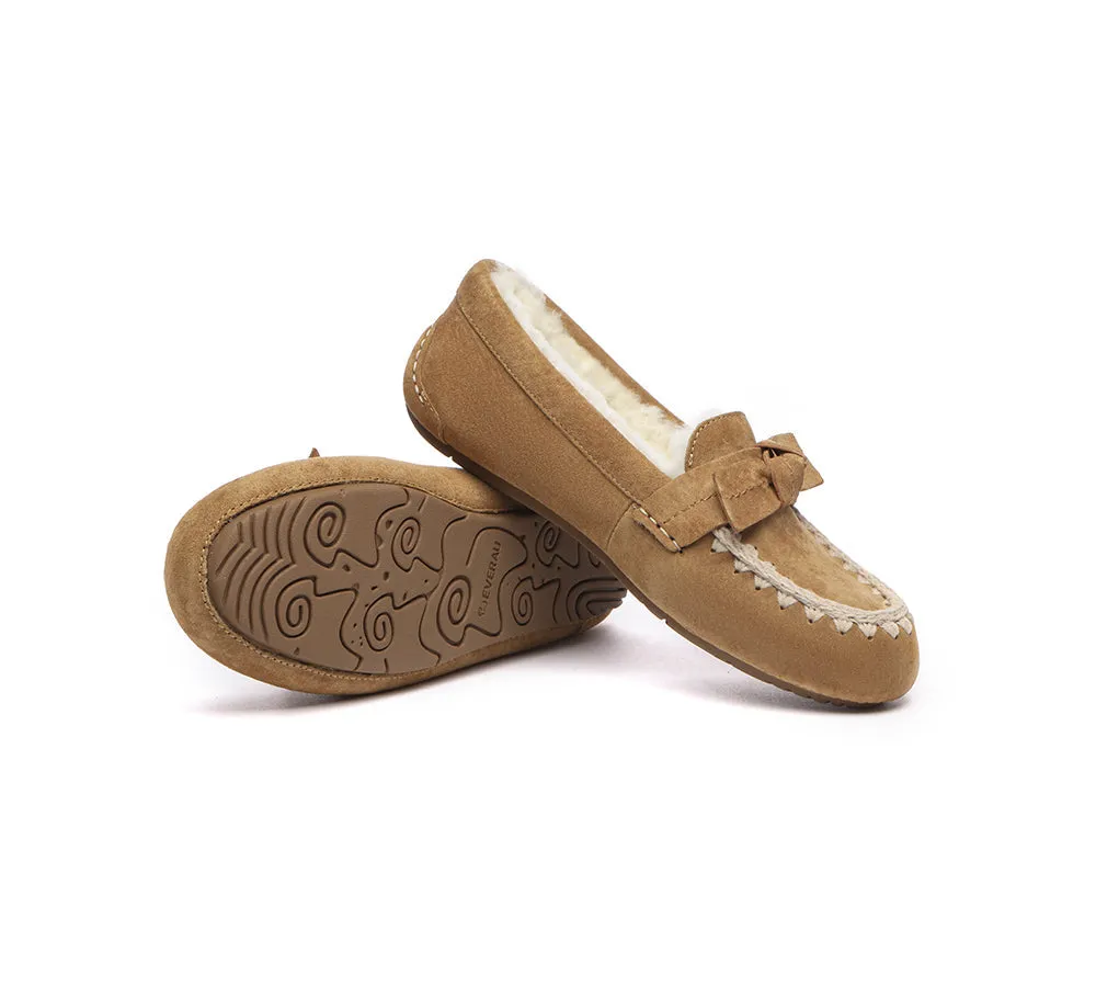 EVERAU® UGG Slippers Women Sheepskin Wool Bow Ankle Woven Moccasins sold by UGG Express product image thumbnail 4