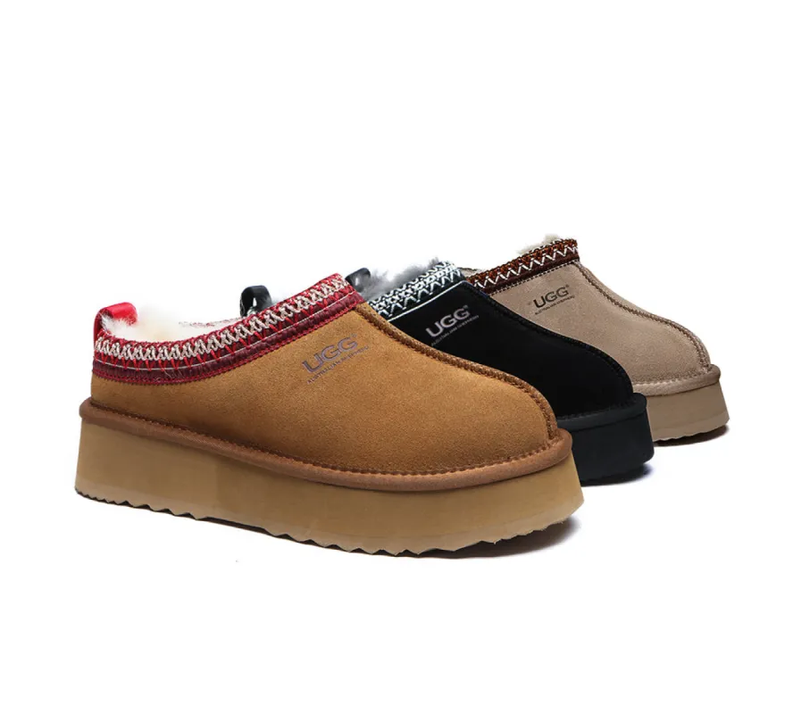 【UGG EXPRESS】Slippers Sheepskin Wool Platform Tazzy Calla AUSTRALIAN SHEPHERD® UGG Sheepskin Wool Ankle Platform Tazzy