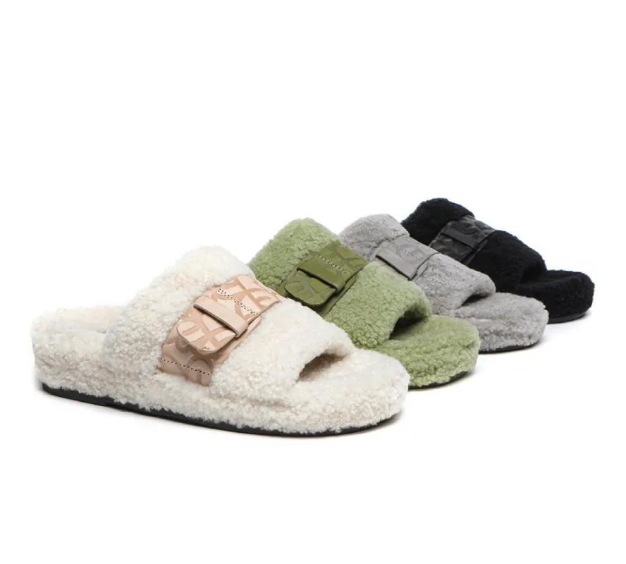 EVERAU® UGG Slippers Women Curly Sheepskin Wool Croft sold by UGG Express