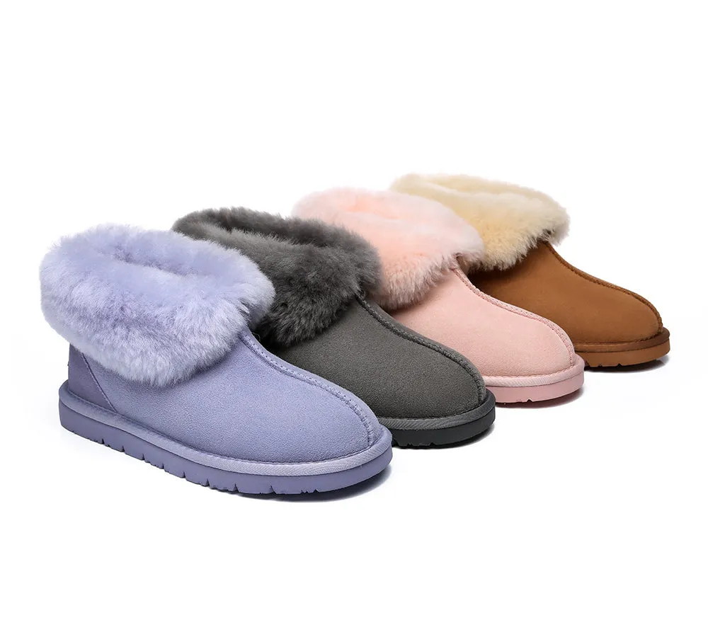 EVERAU® UGG Slippers Sheepskin Wool Collar Ankle Mallow sold by UGG Express
