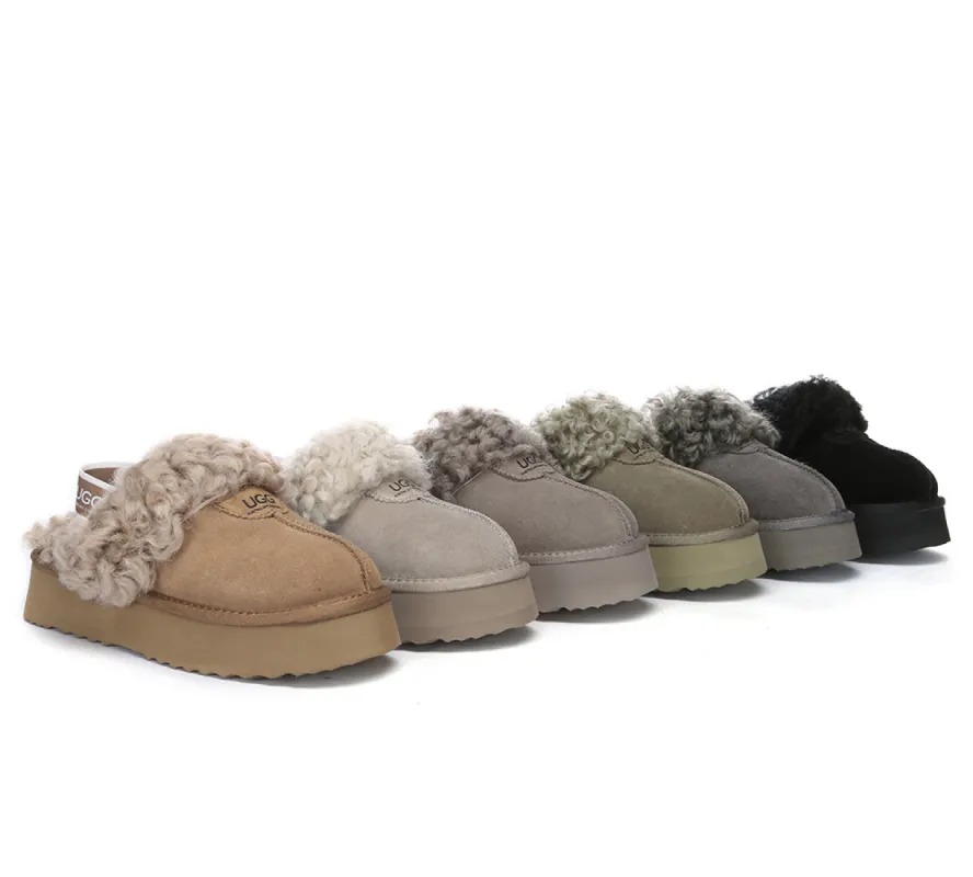 AUSTRALIAN SHEPHERD® 2-Way Style UGG Slippers Women Removable Strap Slingback Platform Waffle Curly sold by UGG Express
