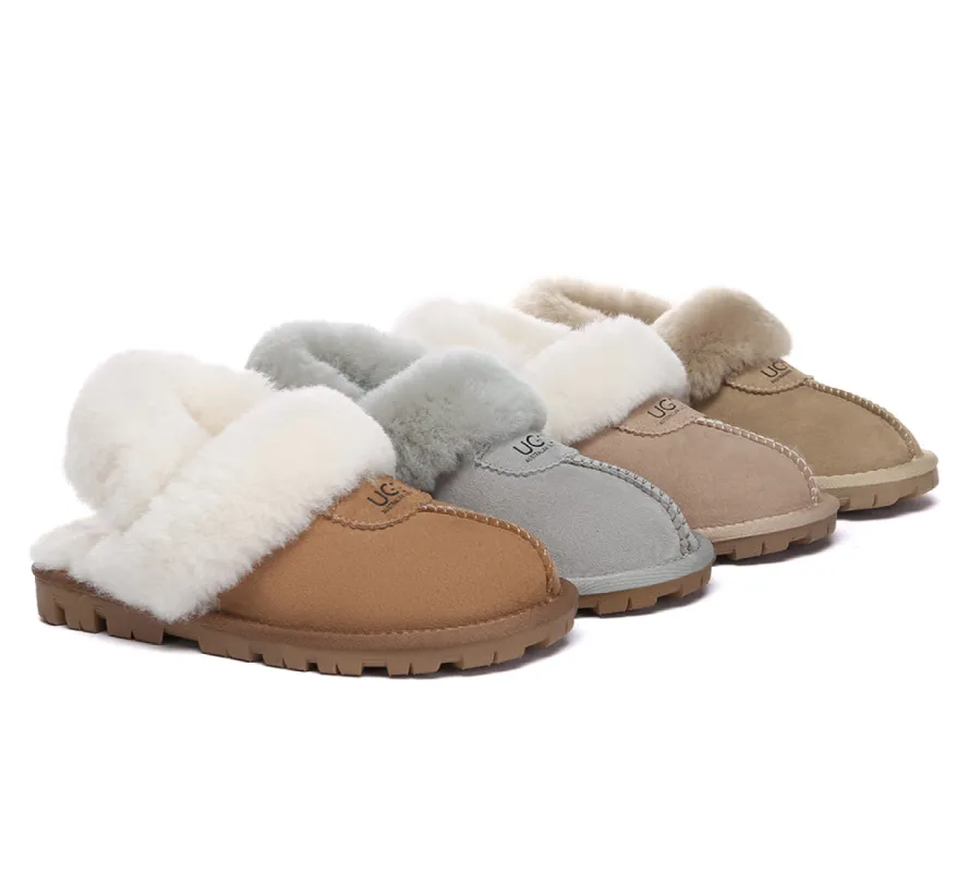 AUSTRALIAN SHEPHERD® 3-Way Style UGG Women Slippers Removable Wool Fluffy Strap Slingback Waffle sold by UGG Express
