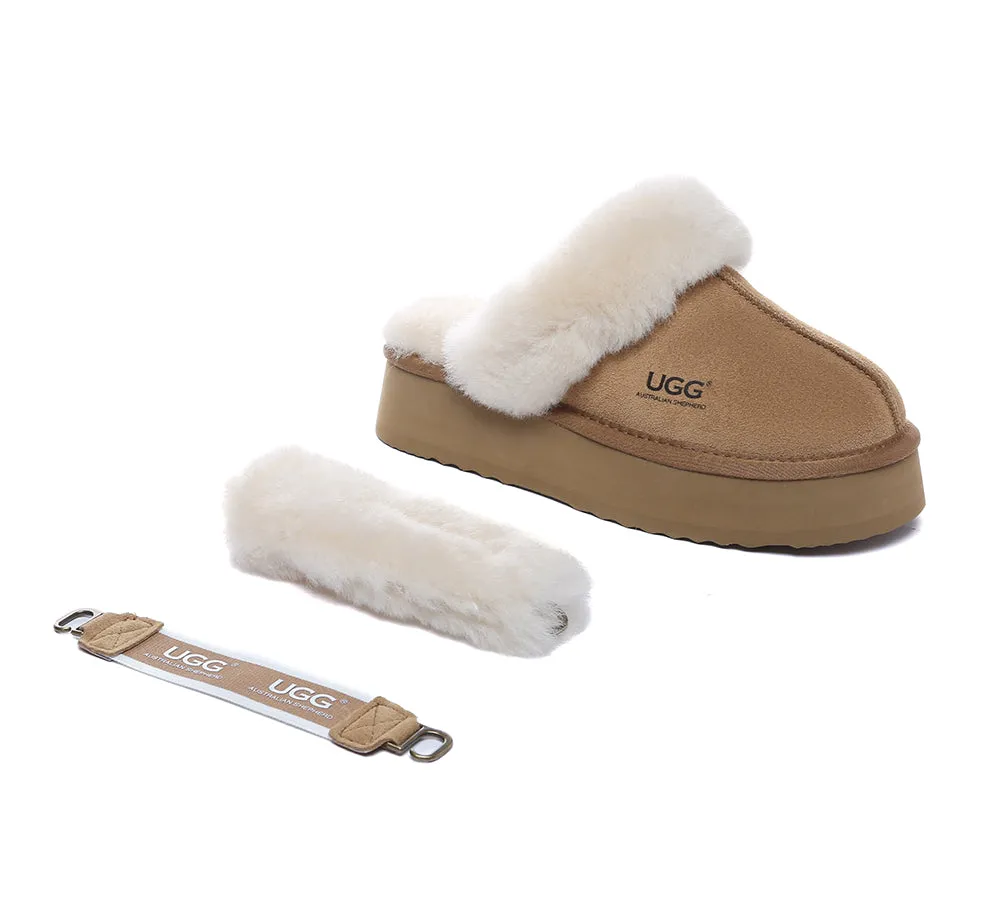 AUSTRALIAN SHEPHERD® 3-Way Style UGG Women Slippers Removable Wool Strap Slingback Platform Musa sold by UGG Express product image thumbnail 4