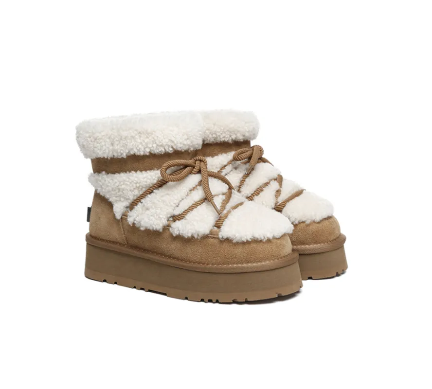 UGG EVERAU® UGG Boots Women Sheepskin Wool Ankle Platform Short Carmen sold by UGG Express