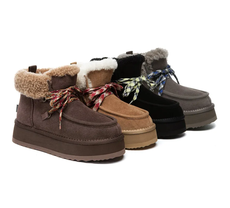 UGG EVERAU® UGG Boots Sheepskin Wool Ankle Chunky Platform