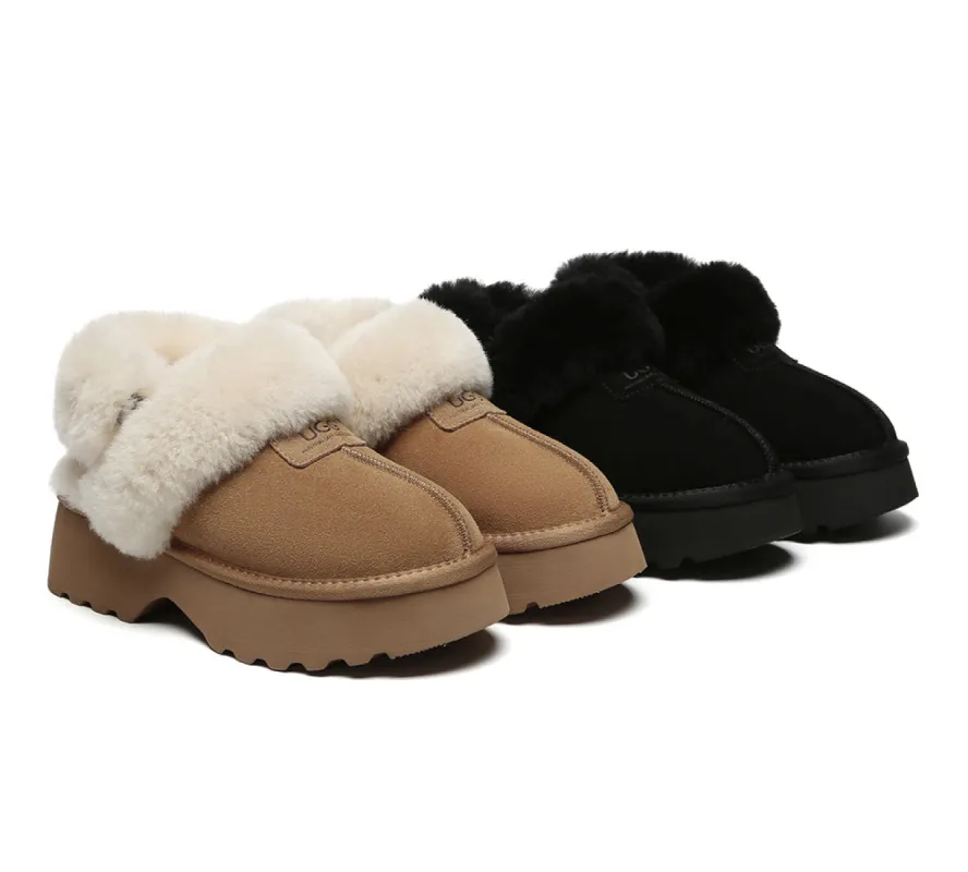 AUSTRALIAN SHEPHERD® 3-Way Style UGG Slippers Women Removable Wool Strap Slingback Chunky Platform Muna sold by UGG Express