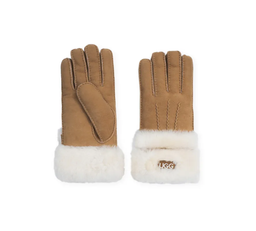 AUSTRALIAN SHEPHERD® Fluffy Sheepskin Wool Shearling Lined Gloves Puni sold by UGG Express