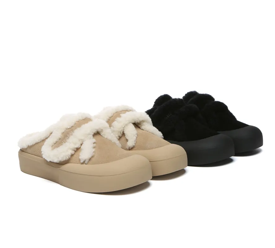 EVERAU® UGG Slippers Women Sheepskin Wool Adjustable Strap Shearling Lined Stacia sold by UGG Express