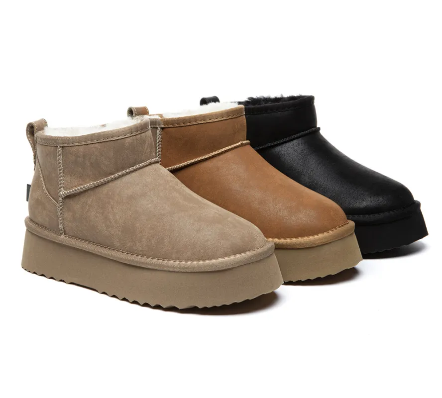 UGG EVERAU® UGG Boots Sheepskin Wool Ankle Chunky Platform