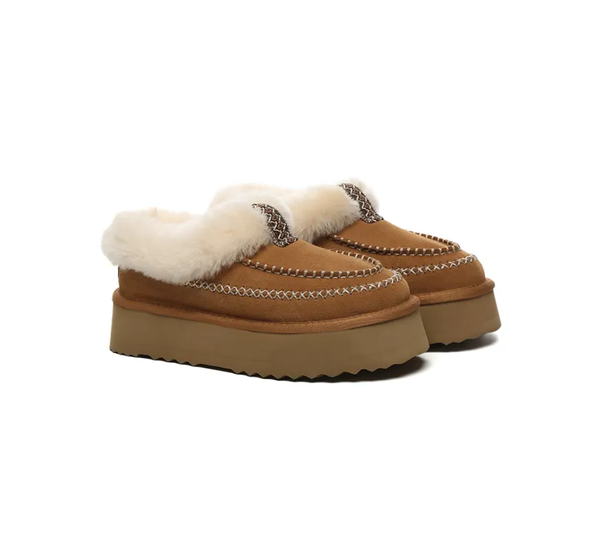 AUSTRALIAN SHEPHERD® UGG Slippers Women Sheepskin Wool Collar Ankle Platform Santana sold by UGG Express