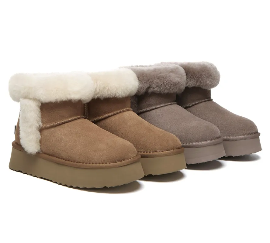UGG EVERAU® UGG Boots Women Sheepskin Wool Shearling Lined Mini Platform Kazzi sold by UGG Express