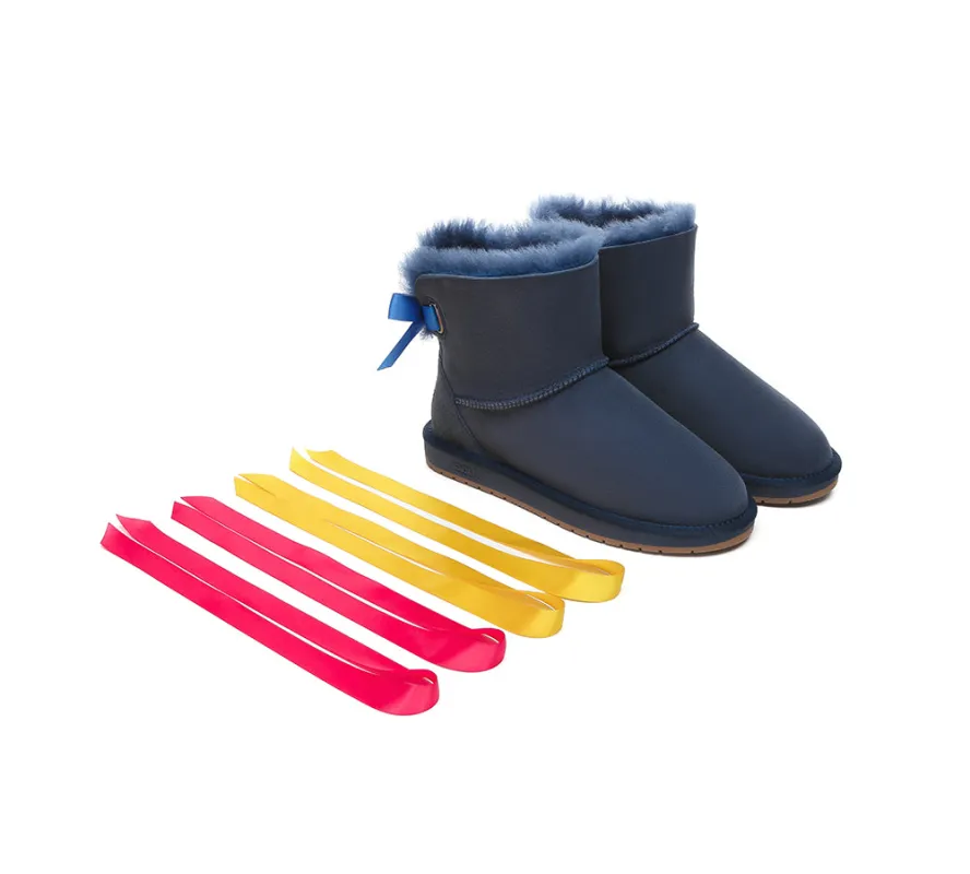 UGG EXPRESS® Beyond Blue UGG Boots Sheepskin Wool Mini Back Bow sold by UGG Express