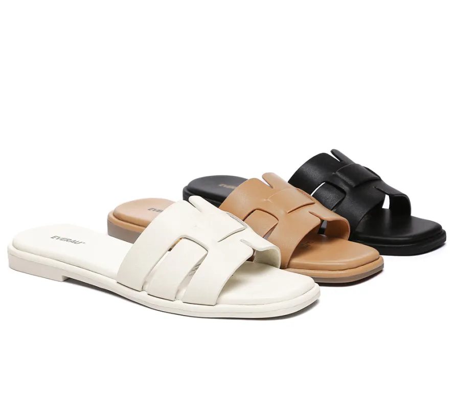 EVERAU® Women Leather Woven Flat Slides Bolita sold by UGG Express