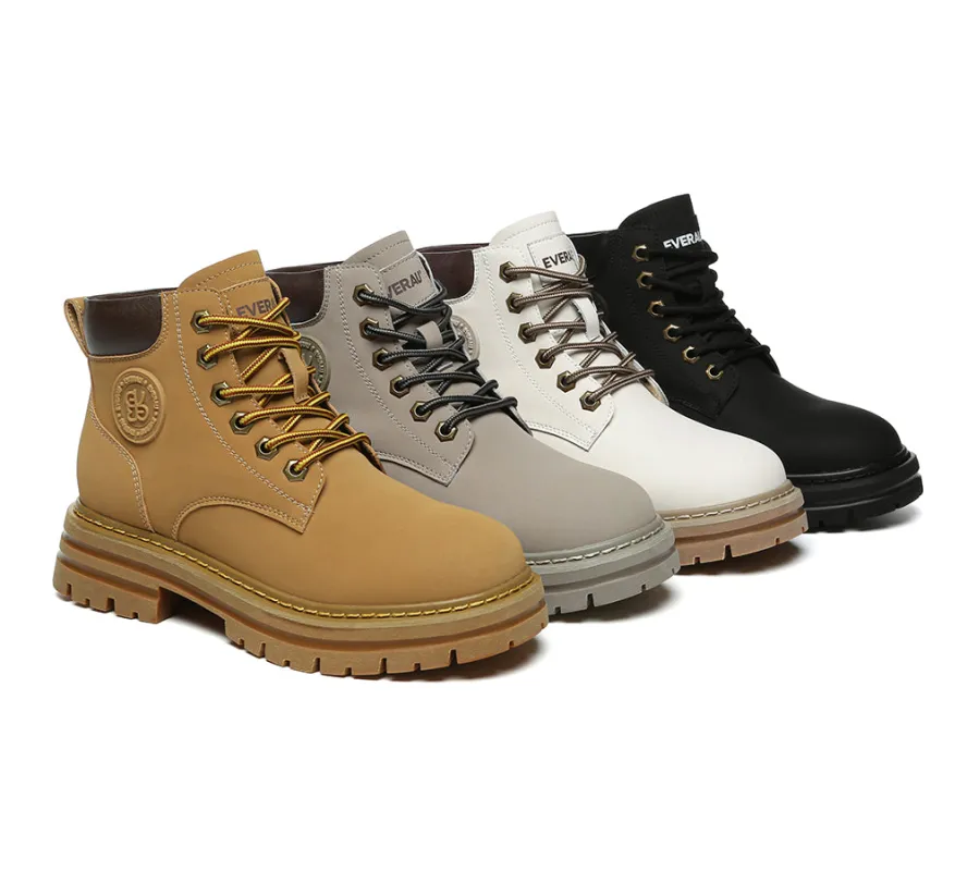 EVERAU® UGG Boots Women Leather Sheepskin Wool Lace Up Chunky Aubrey sold by UGG Express