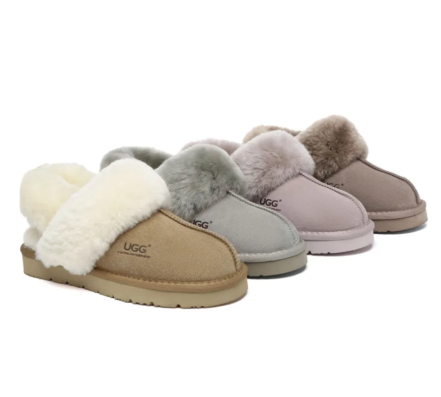 AUSTRALIAN SHEPHERD® 3-Way Style UGG Slippers Women Removable Wool Strap Slingback Muffin Fluffy sold by UGG Express